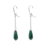 925 silver earrings malachite & freshwater pearl x 2pcs