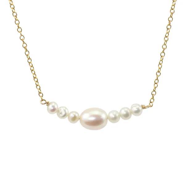 Necklace in gold filled & freshwater pearl x 1pc