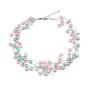Collana di perle coltivate d'acqua dolce multicolore e quarzo rosa a 5 fili