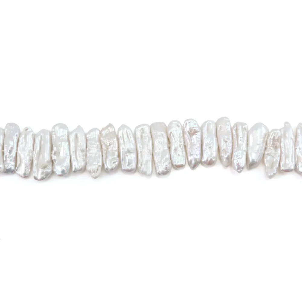 Perlas de cultivo de agua dulce, blancas, keshi tubo x 38cm
