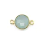 Faceted round chalcedony set on 925 silver gilded with fine gold 2 rings 11x17mm x 1pc