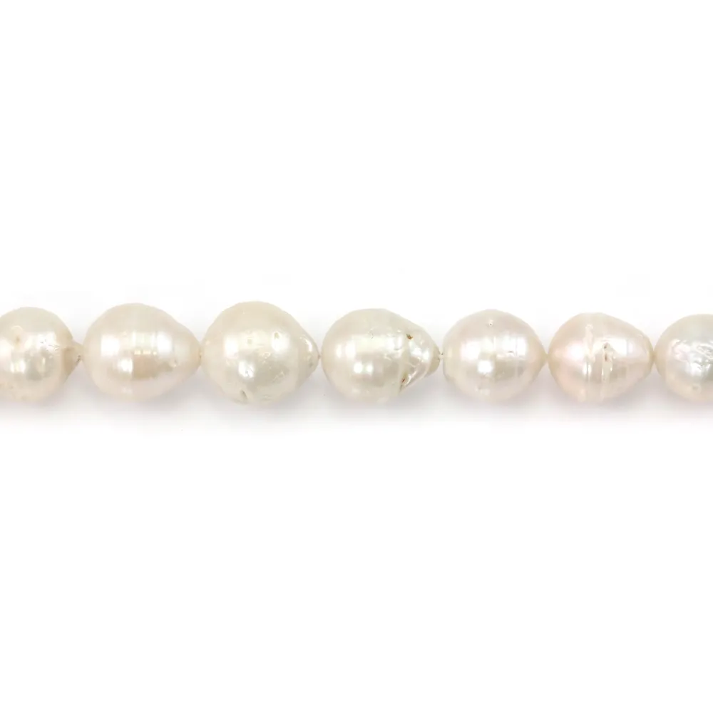 Perlas de cultivo de agua dulce, blancas, barrocas, 13-16mm x 40cm