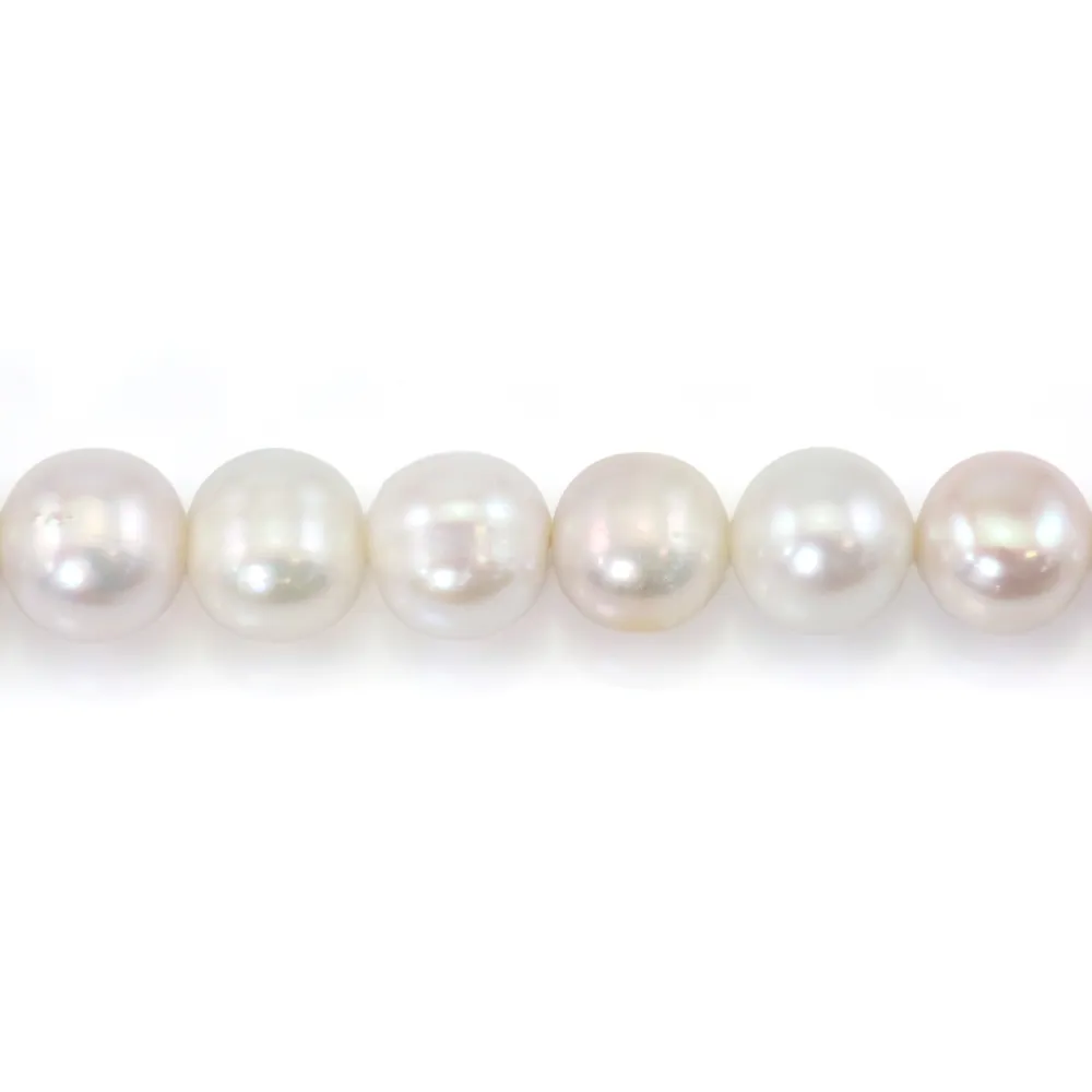 Perlas cultivadas de agua dulce, blancas, ovaladas, 11mm x 40cm