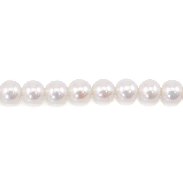 Freshwater cultured pearls, white, round, 5mm AK x 40cm