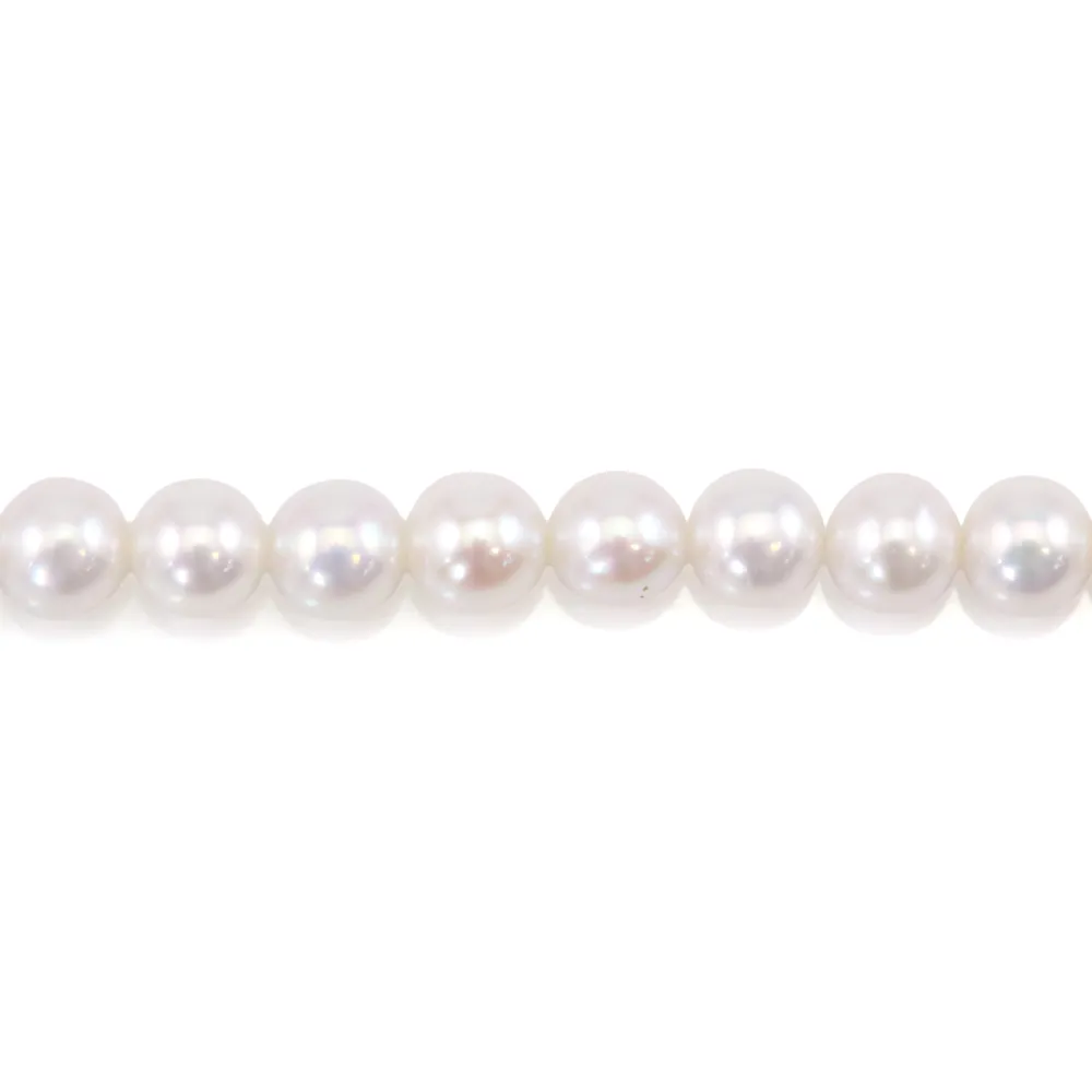 Perles de culture d'eau douce, blanche, ronde, 5mm AK x 40cm