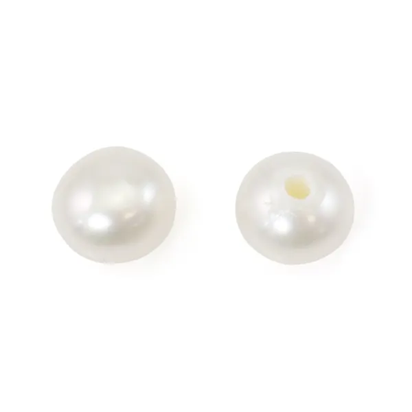 Perlas de cultivo de agua dulce, semiperforadas, blancas, botón, 4.5-5mm x 4pcs