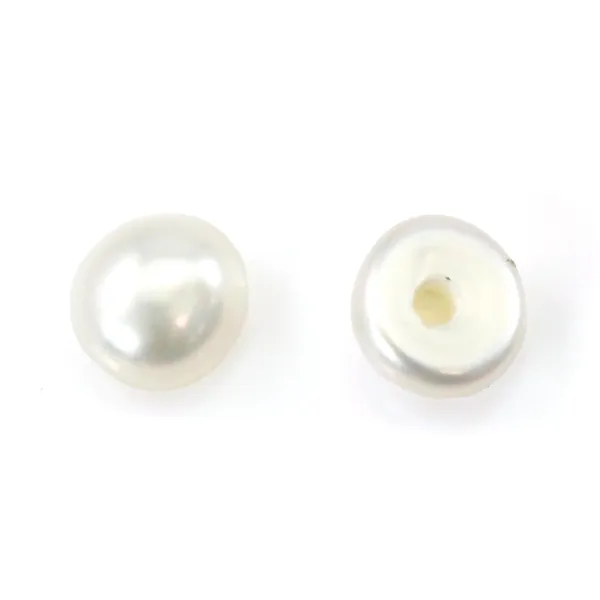 Perlas de cultivo de agua dulce, semi-perforadas, blancas, botón, 3.5-4mm x 4pcs