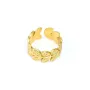 Thick adjustable laurel leaf ring - Gold plated 304 stainless steel x 1pc