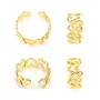 Bague réglable coeur évidé multiple - Acier inox 304 doré x 1pc