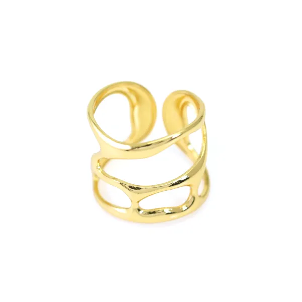 Irregular baroque adjustable ring - Gold stainless steel 304 x 1pc