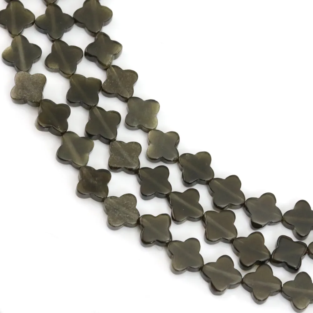 Obsidiana trevo 7.5mm x 38cm