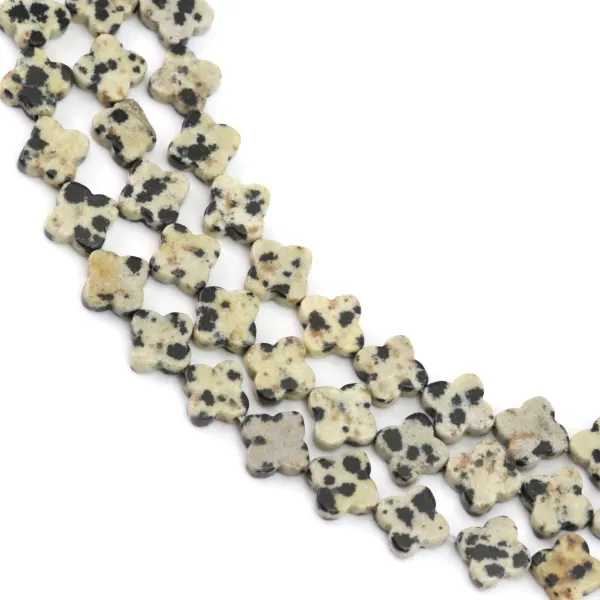 Jaspe Dalmatien trèfle 7.5mm x 38cm