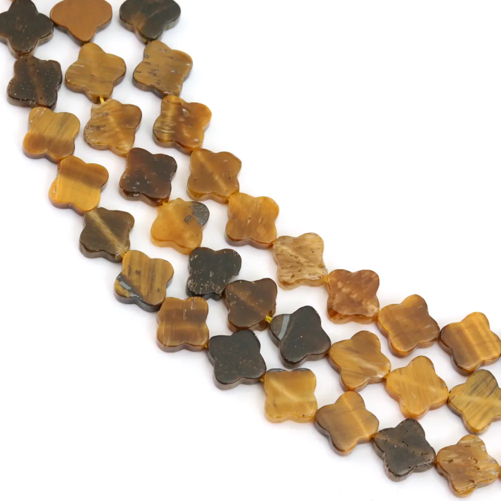 Oeil de Tigre trèfle 7.5mm x 38cm