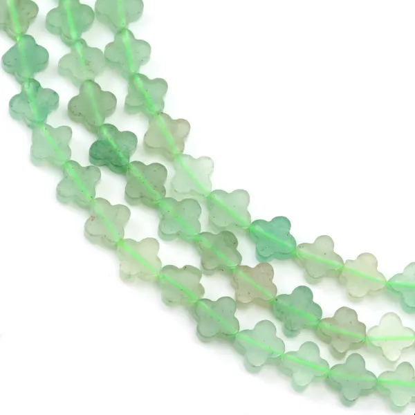 Green fluorite clover 6.5mm x 38cm