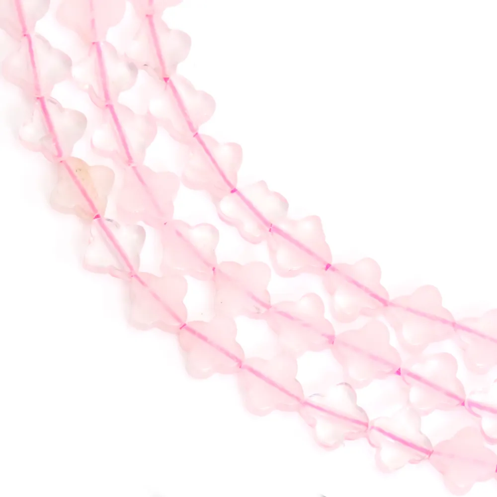 Quartzo rosa trevo 7.5mm x 38cm