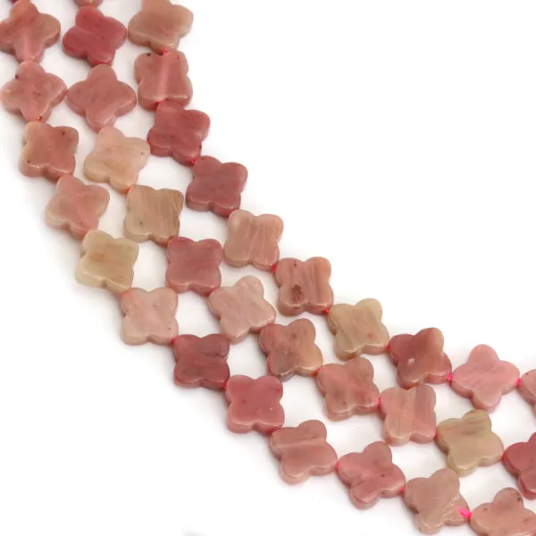 Rhodonite clover 7.5mm x 38cm