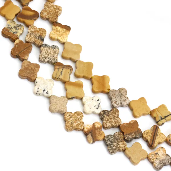 Jaspe Paysage trèfle 7.5mm x 38cm