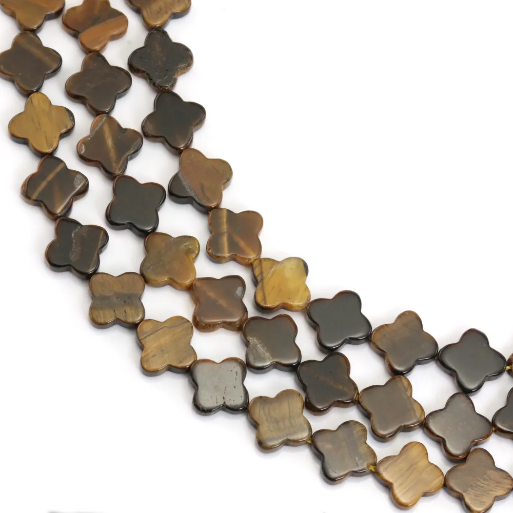 Tiger Eye clover 10mm x 38cm