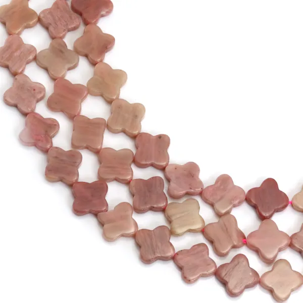 Rhodonite trèfle 10mm x 38cm