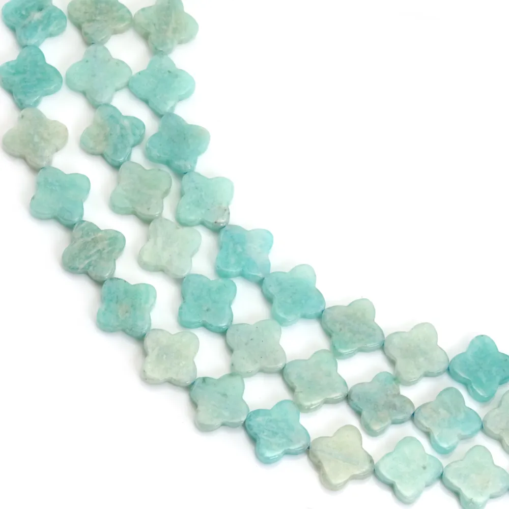 Peruvian Amazonite clover 10mm x 38cm