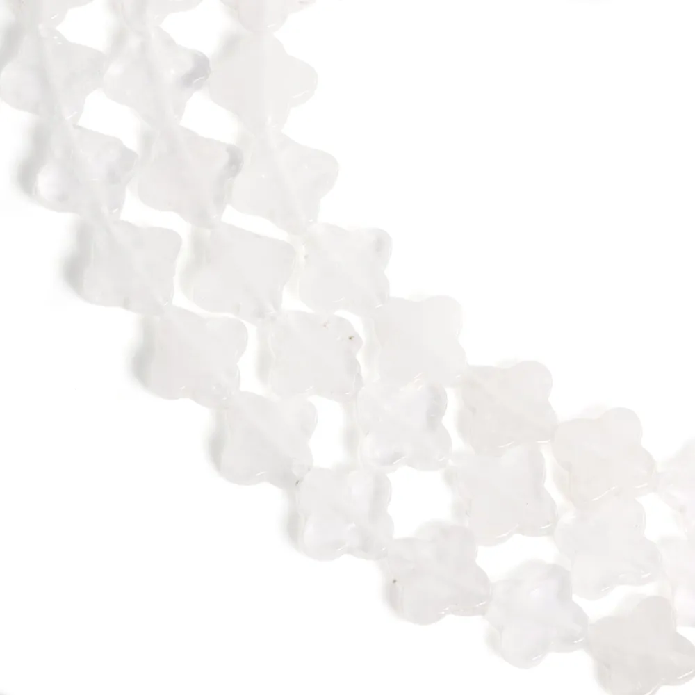 Rock crystal clover 10mm x 38cm
