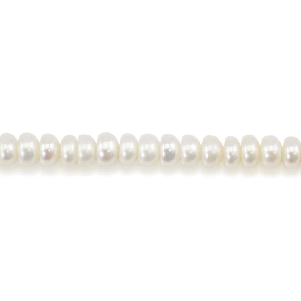 Pérola de cultura de água doce, branca, rodela, 3.5-4mm x 41cm