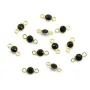 Separador Ônix preto redondo facetado ajustado em prata 925 dourado a ouro fino 5x10mm x1pc