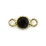 Separador Ônix preto redondo facetado ajustado em prata 925 dourado a ouro fino 5x10mm x1pc