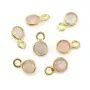 Quartzo rosa redondo facetado montado em prata 925 banhada a ouro fino 5x8mm x 1pc