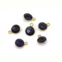 Pedra tratada cor safira engastada em prata 925 dourada a ouro fino redonda facetada 9x12mm x 1pc