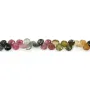 Tourmaline multicolore, goutte plate facettée, 5-6mm x 20cm