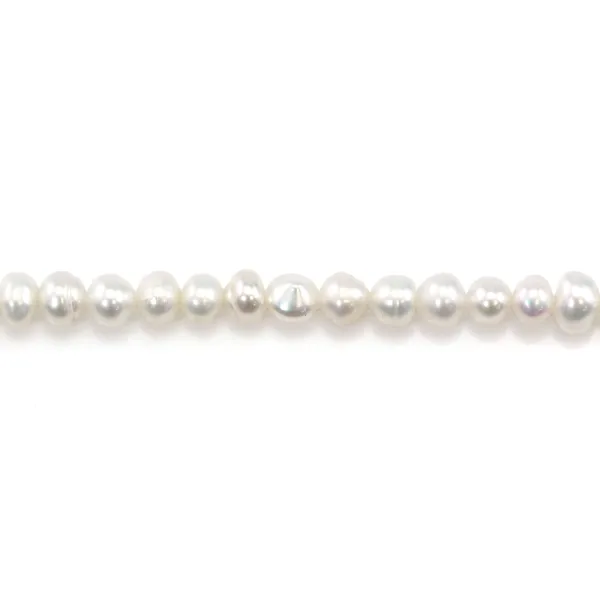 Perlas de cultivo de agua dulce, blancas, semi-redondas, 4-5mm x 2pcs