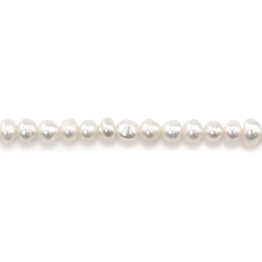 Perle coltivate d'acqua dolce, bianche, semi-tonde, 4-5mm x 2pz