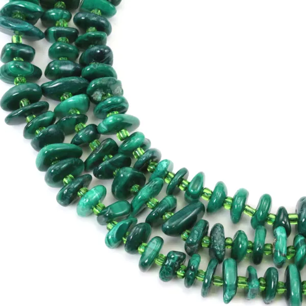 Virutas de malaquita barroca x 39cm (env.74pcs)