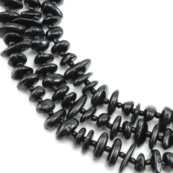 Black tourmaline baroque chips x 39cm (approx. 62pcs)
