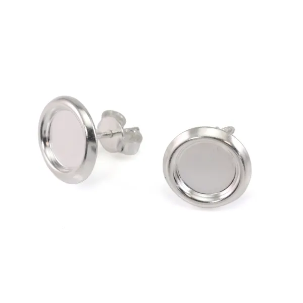 Clous d'oreilles en argent 925, porte cabochon 8mm x 2pcs
