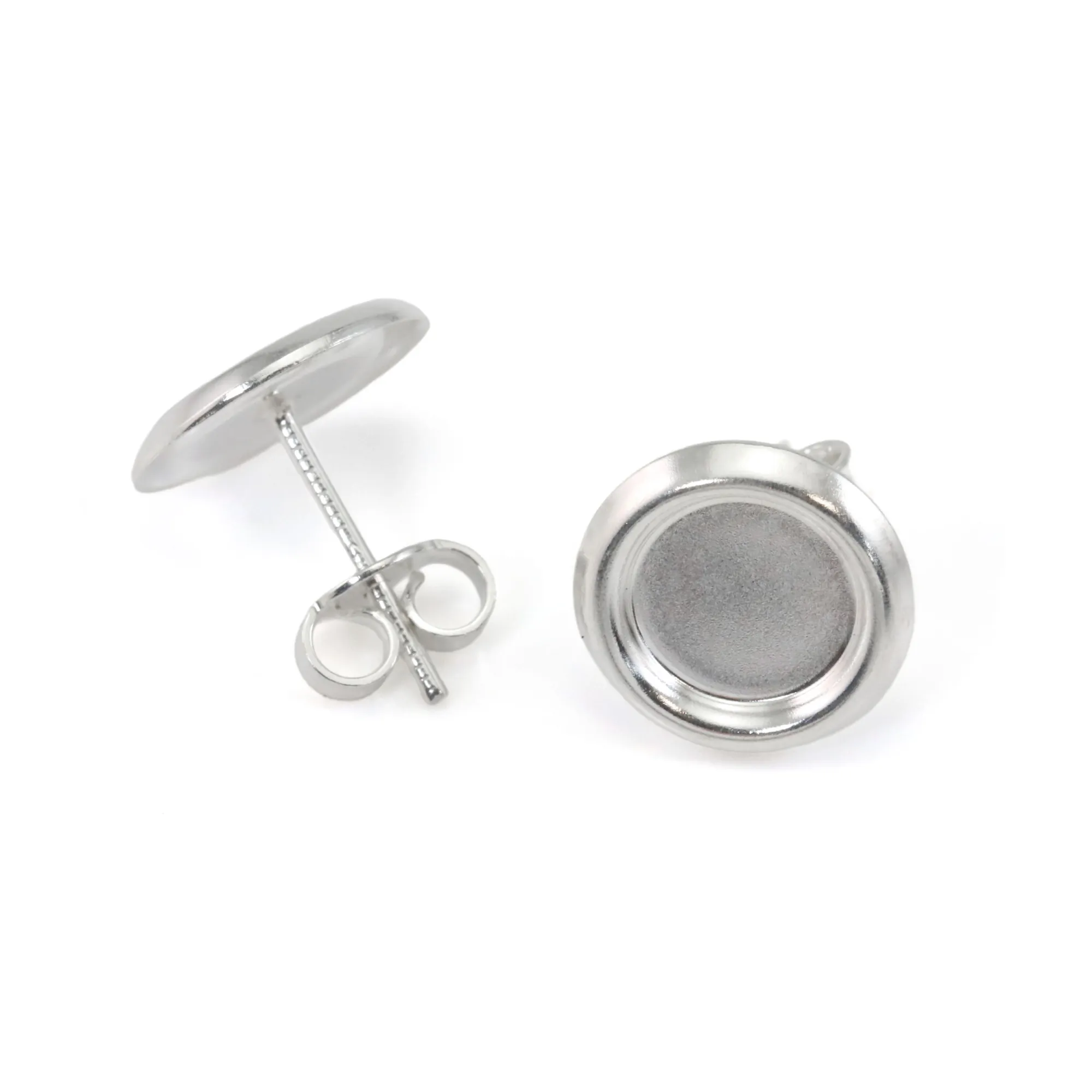 Boucles D'oreilles Clips Cabochon Chien 18 Mm - Acier Inoxydable Argenté - Neuf Sans Emballage