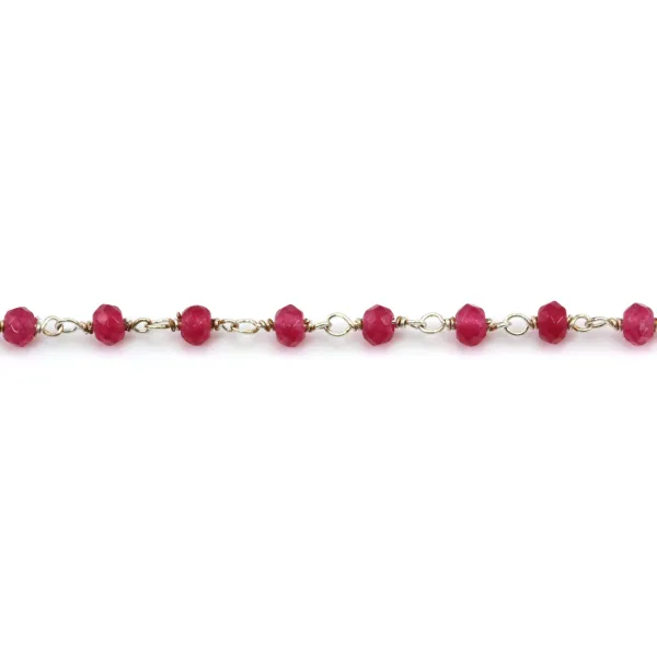 Cadena rosario ágata teñida fucsia rodaja 2x3mm - Plata 925 x 20cm