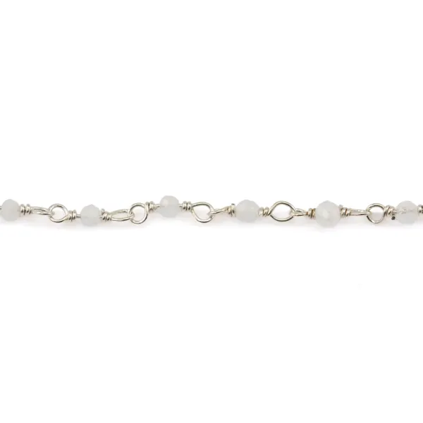 Round moonstone rosary chain 2.5mm - Silver 925 x 20cm