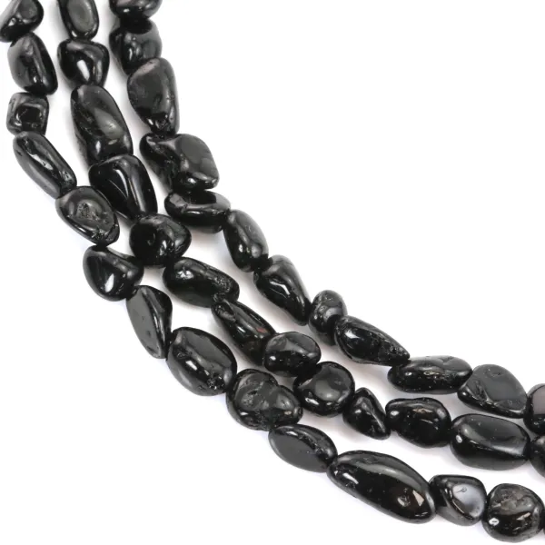 Baroque black tourmaline nugget 4-6mm x 39cm