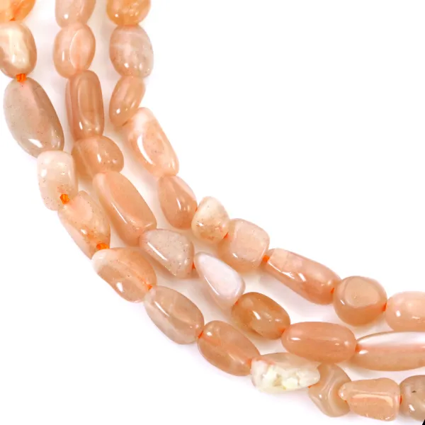 Barock-Nugget aus orangefarbenem Mondstein 4-6mm x 39cm