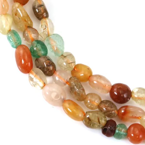 Multicolored rutile quartz baroque nugget 4-5mm x 39cm