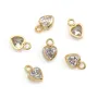 Breloque coeur serti 3x5mm - oxyde de zirconium & Gold Filled x 1pc