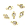 Intercalaire coeur serti 4x8mm (V) - oxyde de zirconium & Gold Filled x 1pc