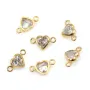 Separador de corazón engastado 4x8mm (H) - óxido de zirconio & Relleno de Oro x 1pc