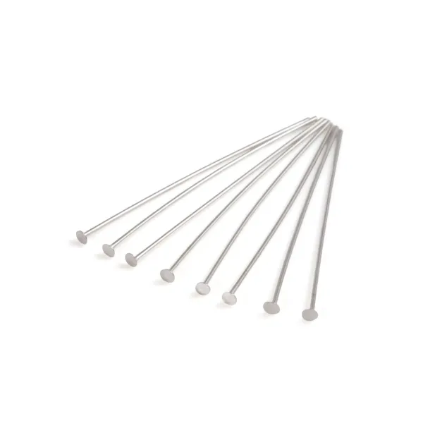 Clavo de cabeza plana 1.3x0.4x25mm - Plata 925 rodiada x 10pcs