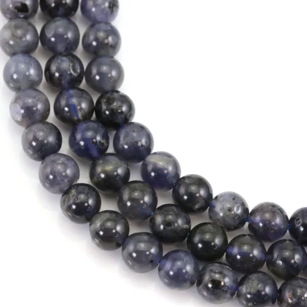 Cordierite (Iolite), round, 6mm x 39cm