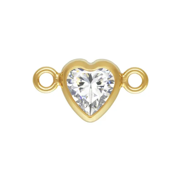 Intercalaire coeur serti 4x8mm (H) - oxyde de zirconium & Gold Filled x 1pc