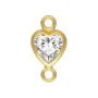 Separador de coração engastado 4x8mm (V) - óxido de zircônio & Gold Filled x 1pc