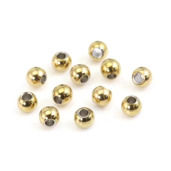 Pérola redonda 2.5mm - Aço Inox 304 dourado x 40pcs